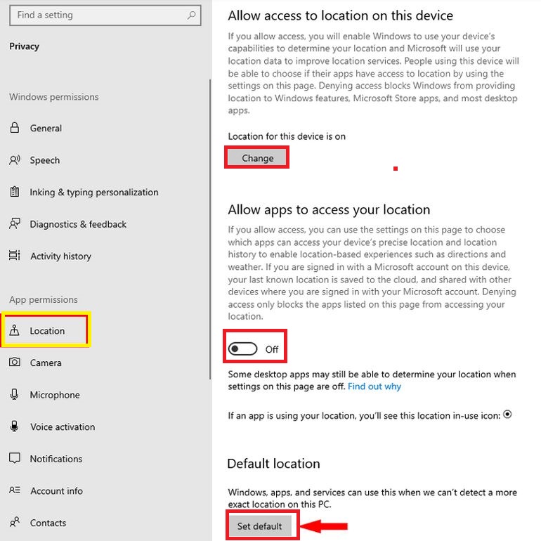 how to change location on laptop